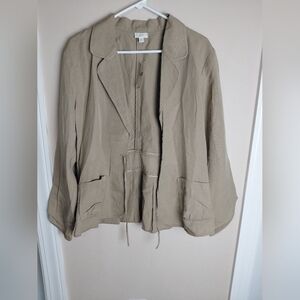 J Jill Womens Jacket Tencel Linen Tie Front NWT Medium